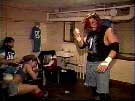 Raven facing the Blue World Order in an ECW locker room